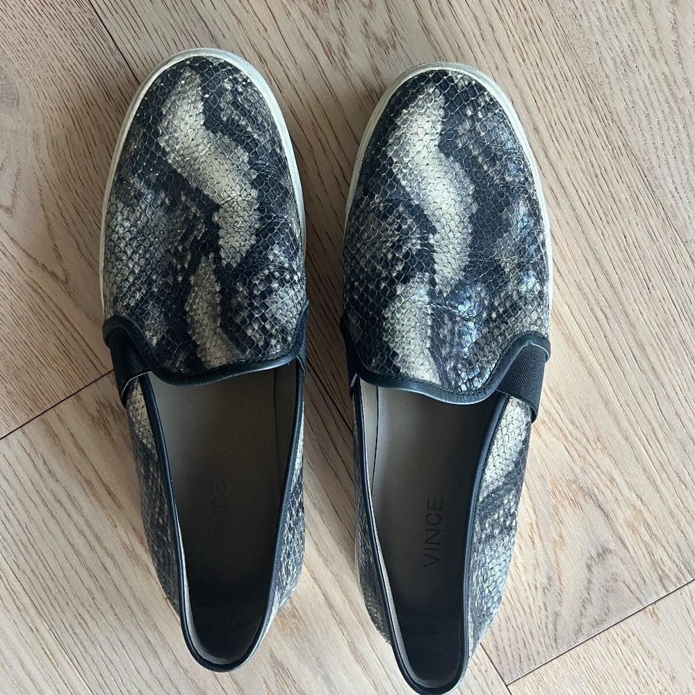 Vince- alligator print slip ons